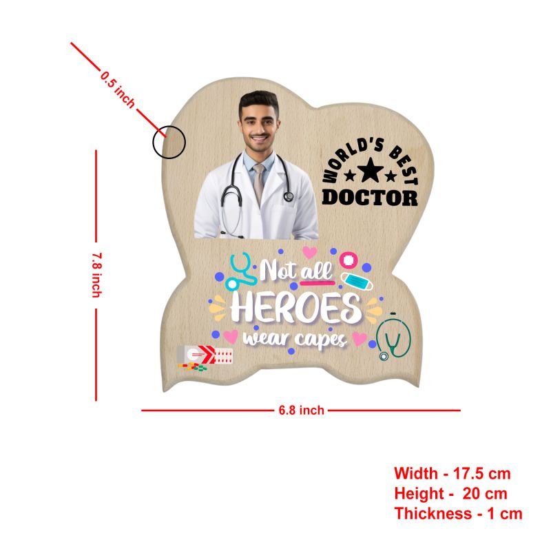 Customized World's Best Doctor Wooden Photo frame  Personalized Gifts for Doctors, Medical Students, or Healthcare Workers Home, Clinic & Hospital Desk Decor Plaque
